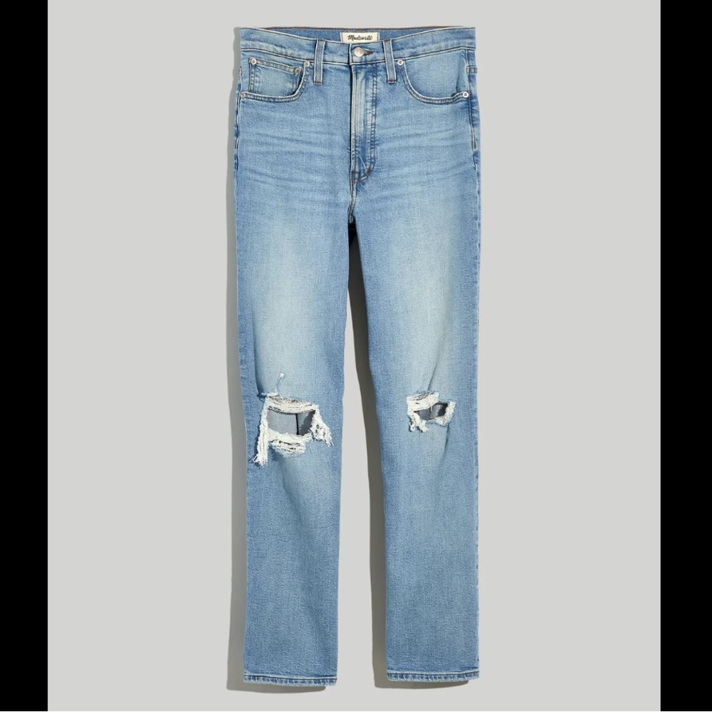 NWT Madewell Perfect Vintage Straight Jean in Danby Wash: Knee-Rip Edition - Picture 5 of 8